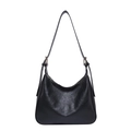 Bolso de hombro hobo negro en cuero PU con forma de media luna y detalles dorados - Negro