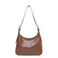 Bolso hobo de hombro retro en cuero marrón caramelo con acabado texturizado y minimalista - Marrón