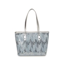 Sac cabas en jean bleu clair avec paillettes argentées et poignées métalliques chics - Bleu clair