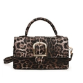 Sac bandoulière chic à imprimé léopard avec boucle dorée et poignée pour femme - Marron