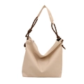 Beige large capacity tote bag featuring unique brown and white woven rope handles - White