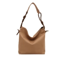Khaki brown faux leather tote bag with unique knotted strap and matte finish - Khaki