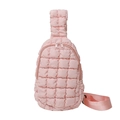 Borsa a tracolla rosa trapuntata a bolle con doppia zip e cinturino regolabile - Rosa