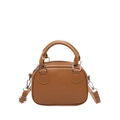 Chic caramel brown bowling bag with top handle and adjustable shoulder strap for women - No Pendant / Brown