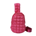 Borsa a tracolla trapuntata rosa in nylon con motivo a rombi e zip doppia - Rosa Rossa