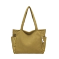 Grande borsa tote in velluto a coste giallo senape con tasche laterali e nodi decorativi - Borsa / Giallo