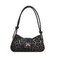 Sac sous le bras imprimé léopard français avec boucle nœud doré et bandoulière fine - Noir