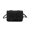 Mini black crocodile-embossed crossbody bag with square buckle and thin shoulder strap - Black