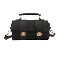 Classic black Boston handbag with floral embossed pattern and gold hardware - Black