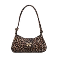Sac sous le bras imprimé léopard avec boucle nœud dorée et bandoulière nouée chic - Kaki