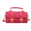 Pink embossed cylinder handbag with top handle and golden turn-lock closures - Rose Pink