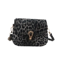Stijlvolle crossbodytas met luipaardprint, gouden U-gesp en metalen kettingriem - Zwart