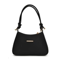 Elegant black trapezoid shoulder bag with gold hardware and knotted handle design - Black