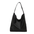 Borsa a tracolla grande in ecopelle nera stile hobo minimalista per donna quotidiana - Nero