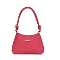 Elegant pink lace textured underarm handbag with golden metal hardware detail - Pink