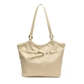 Bolso tote grande blanco crema en piel sintética texturizada con correa decorativa - Blanco Roto