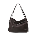 Sac fourre-tout minimaliste en nylon marron foncé avec sangle en cuir et boucle dorée - Marron