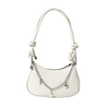 Bolso hobo blanco de media luna con colgantes de estrellas y cadena de perlas - Blanco