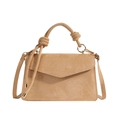 Schicke khakifarbene Handtasche aus Wildlederimitat mit Knotengriff und Schultergurt - Khaki