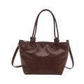 Coffee brown retro tote bag with embossed letters and unique knotted handle detail - Coffee No Pendant
