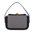 Sac bandoulière minimaliste noir et gris avec texture tissée et fermoir doré - Noir