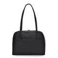 Sac fourre-tout noir mat minimaliste avec fermetures éclair dorées et longues bandoulières - Noir