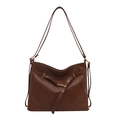 Bolso tote retro marrón oscuro de gran capacidad en piel sintética con correas - Marrón