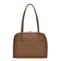 Sac fourre-tout minimaliste marron café en similicuir avec poignées et poche - Café Clair