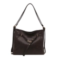 Bolso tote vintage de cuero suave marrón oscuro con hebilla dorada y correa - Marrón