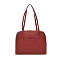 Rote Vintage Schultertasche aus Kunstleder mit goldenem Reißverschluss und Frontfach - Burgunderrot