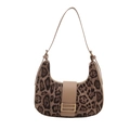 Borsa hobo rétro leopardata con finiture in pelle kaki e fibbia in metallo dorato - Cachi