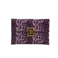 Umschlag-Clutch mit lila-schwarzem Leopardenmuster und goldener Metallschließe - Lila