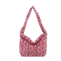 Borsa tote in peluche con stampa leopardata rosa e morbida pelliccia sintetica - Rosa