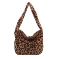 Borsa a spalla chic in finta pelliccia leopardata con morbida texture e cerniera lampo - Marrone