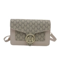 Borsa a tracolla beige con fibbia dorata M e stampa di lettere dal design unico - Bianco Sporco