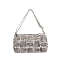 Minimalist striped crossbody bag with brown canvas texture and abstract white pattern - Brown