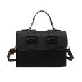 Bolso bandolera pequeño negro vintage de forma cuadrada con acabado mate elegante - Negro