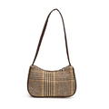 Vintage bruine houndstooth okseltas voor dames met een stijlvolle schouderriem - Bruin Zonder Hanger