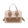 Bolso bandolera chic bicolor en crema y caqui con asa superior y correa ajustable - Caqui