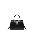 Luxurious black crocodile pattern tote bag with golden flower clasp for office commute - Crocodile Pattern Splicing Style (Black) / Black