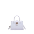 Elegant white crocodile pattern handbag with gold floral clasp and crossbody strap - Crocodile Pattern Splicing Style (White) / White