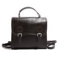 Dunkelbrauner Rucksack aus Kunstleder im Vintage-Stil mit Doppelschnalle für Damen - Braun