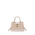Beige faux leather handbag with crocodile pattern, top handles and gold floral clasp - Crocodile Pattern Splicing Style (Khaki) / Khaki