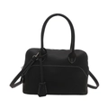 Borsa a mano minimalista nera con cuciture bianche a contrasto e doppi manici - Nero