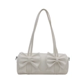 Borsa a tracolla cilindrica bianca con eleganti dettagli a fiocco e design minimalista - Bianco