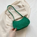 Green quilted felt shoulder bag with diamond stitching and elegant gold hardware - Green