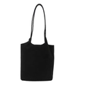 Borsa tote minimalista in pelle scamosciata nera con doppie spalline e chiusura a patta - Nero