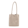 Borsa tote minimalista in velluto bianco avorio con doppi spallacci e chiusura magnetica - Bianco