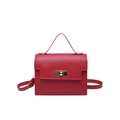 Rode Saffiano lederen crossbodytas met gouden draaisluiting en handvat voor dames - Rood