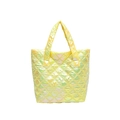 Moderne leuchtend gelbe holografische Stepptasche mit Metallic-Finish und Gittermuster - Gelb